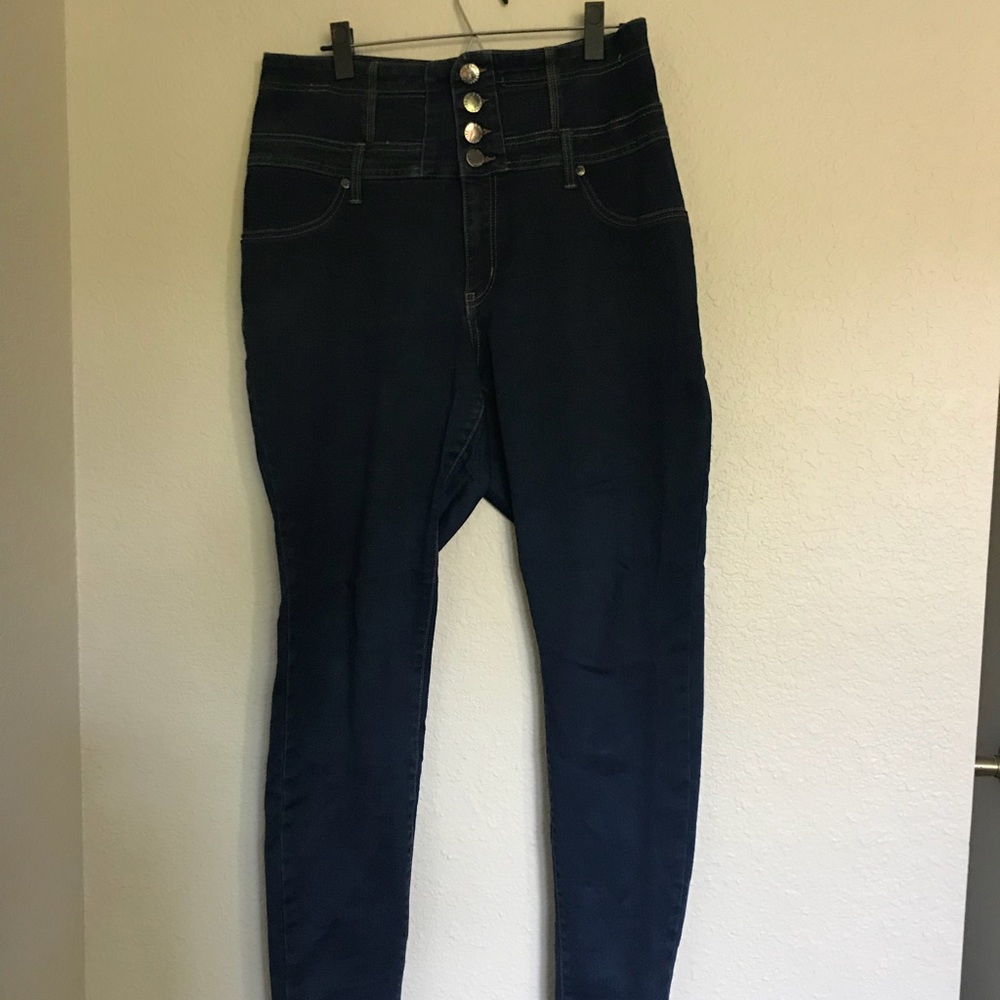 High Waist Corset Detail Skinny Jeans